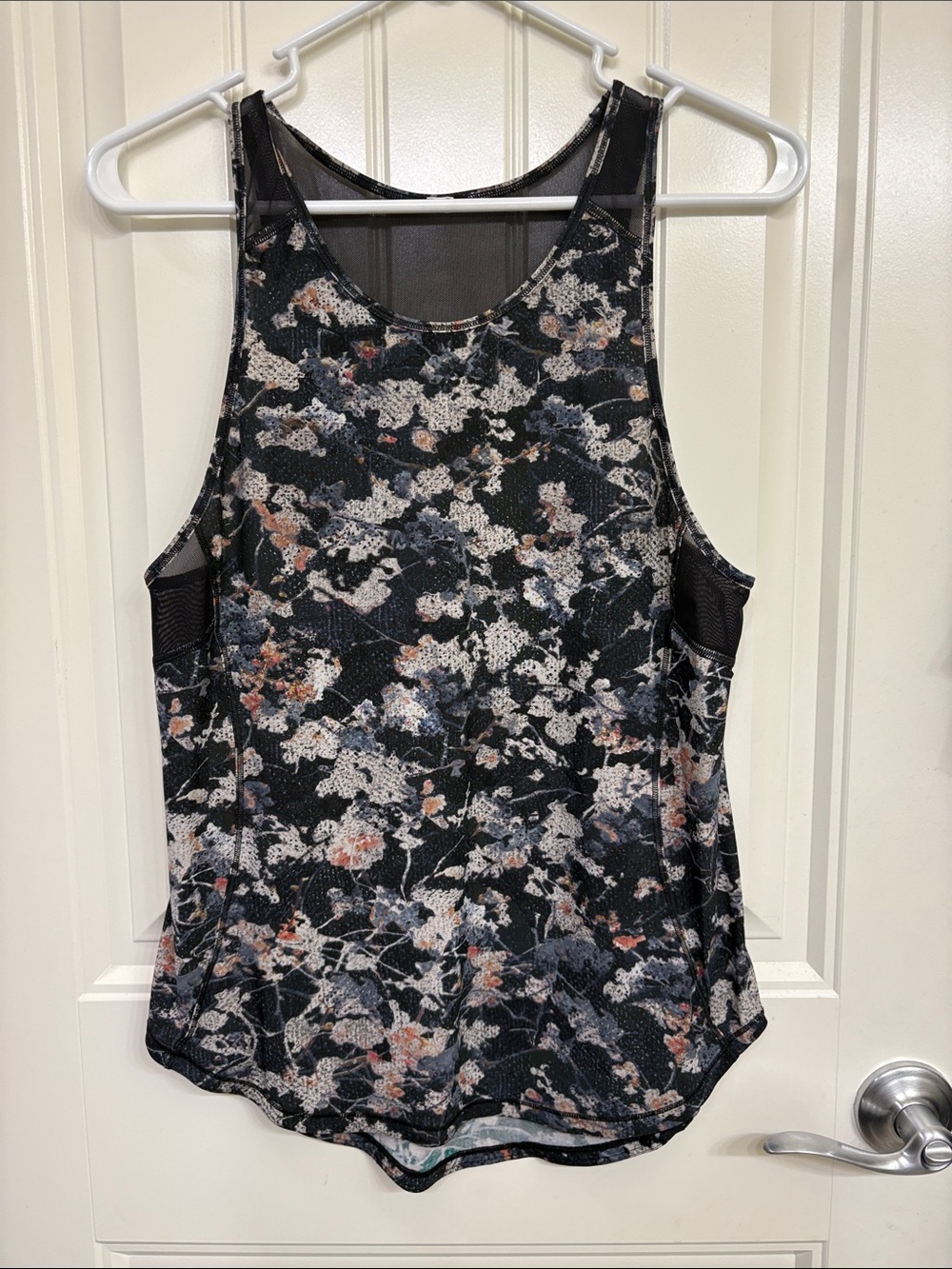 lululemon athletica Black Floral Racerback Tank with Mesh